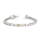 Lab Grown White Sapphire and Canary Mixed Shape Tennis Bracelet