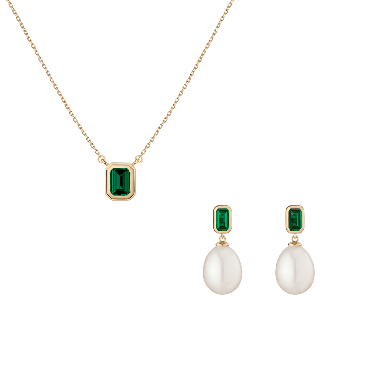 Lab Grown Emerald Heirloom Set Vermeil 14k