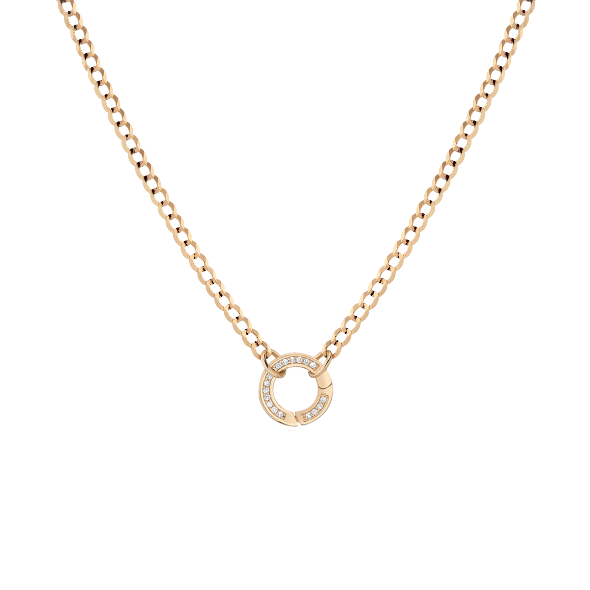 Curb Chain Charm Necklace Vermeil Yellow Gold 16in 18in Lab Grown White Sapphire First