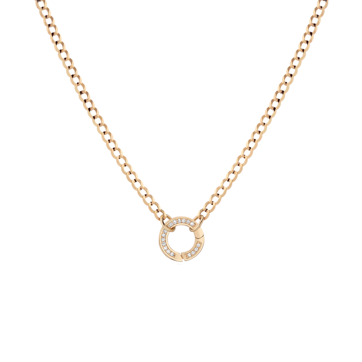 Curb Chain Charm Necklace Vermeil Yellow Gold 16in 18in Lab Grown White Sapphire First
