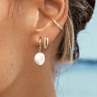 Aurate New York Organic Pearl Drop Rectangle Hoop Earrings