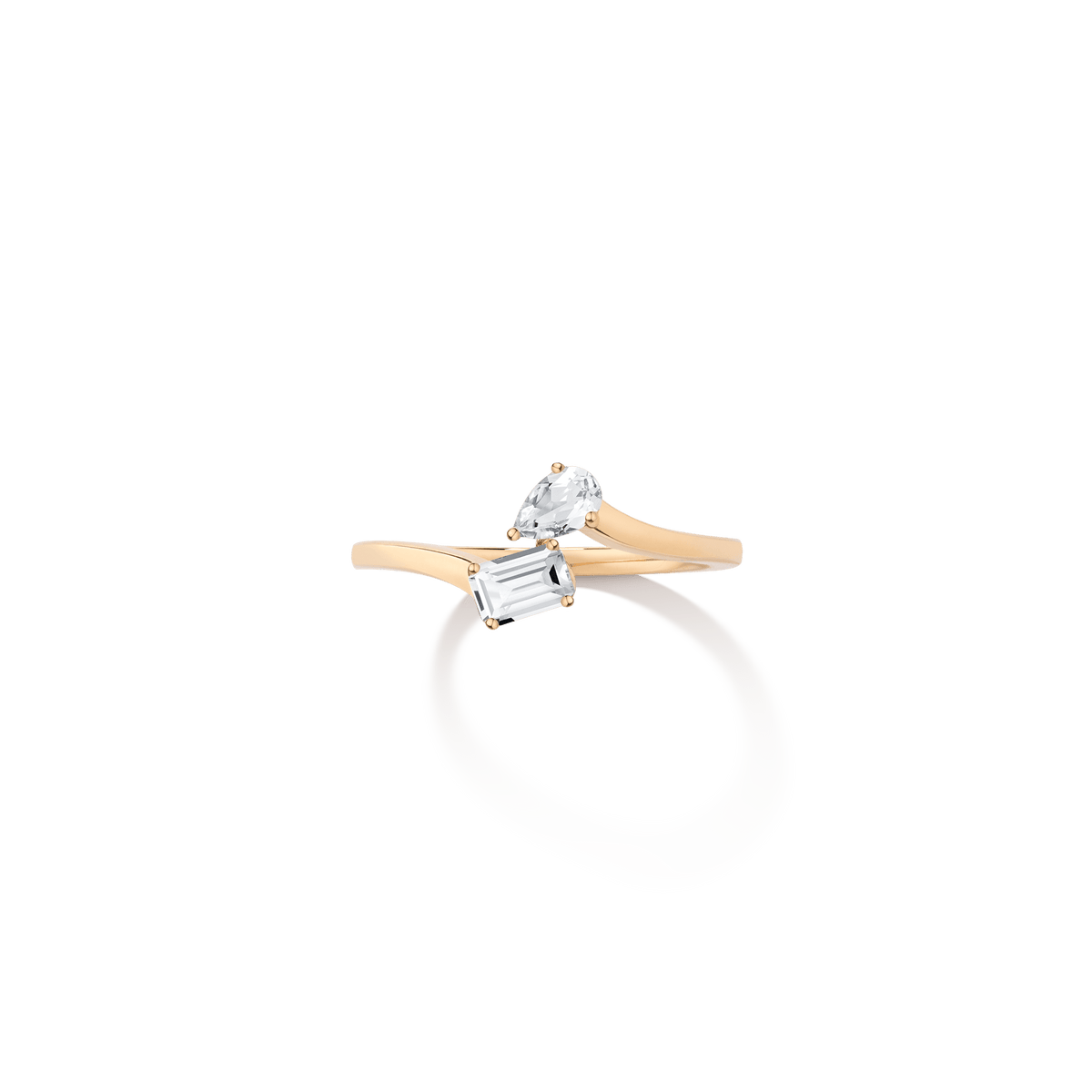 Toi et Moi Gemstone Mini Heirloom Ring - Garnet & White Topaz Vermeil Yellow Gold First