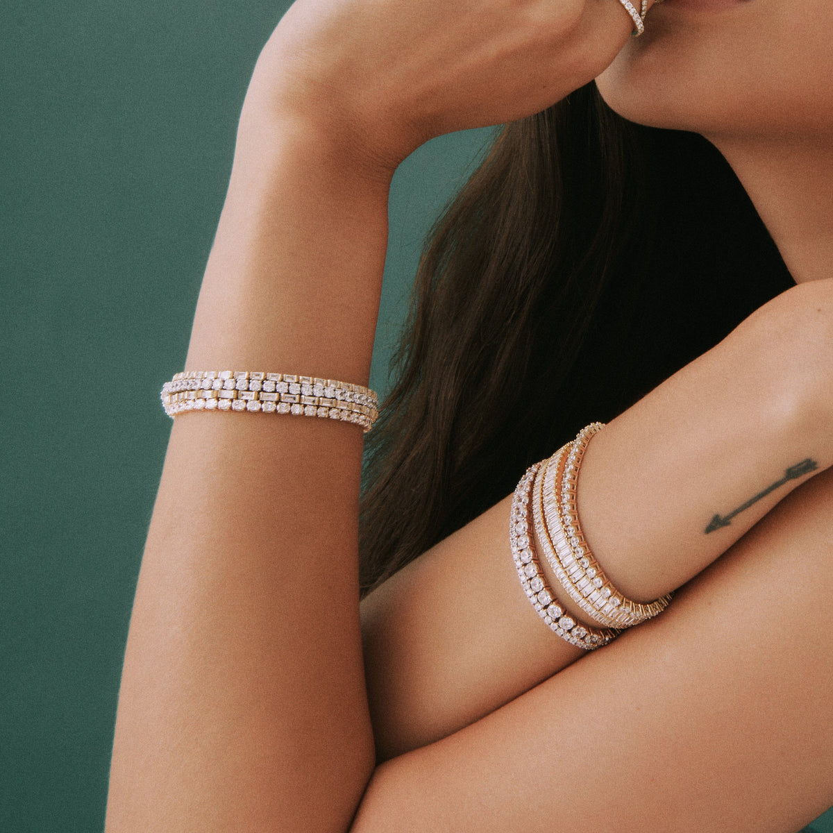 Beautiful and substantial, diamond bracelets never go out of style.  Beautifully crafted, this diamond tennis bracelet features brilliant  diamonds that are set in a bezel set line design. Best of all, diamond