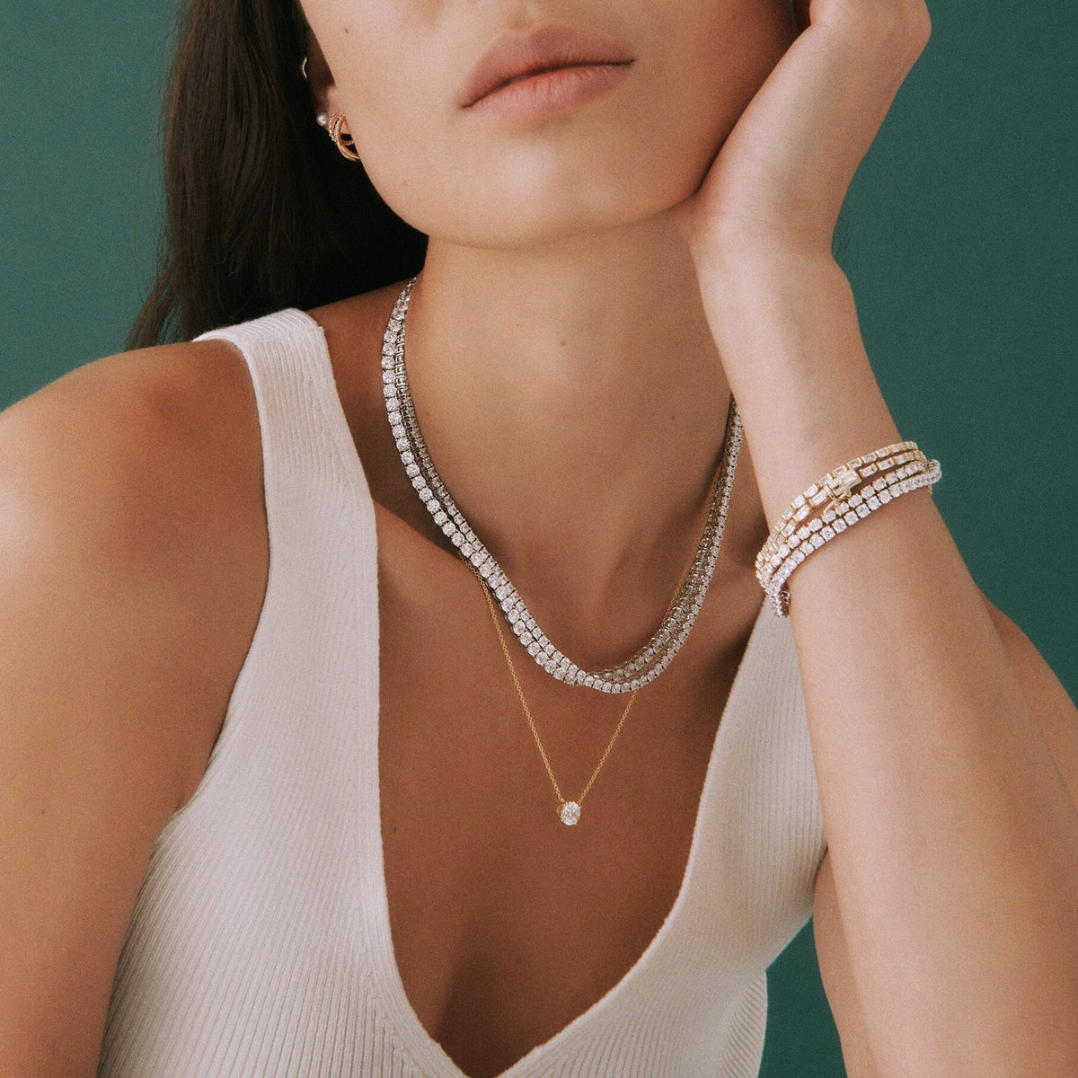 FINE JEWELRY Womens Lab Created White Sapphire 18K Gold Over Silver Tennis  Necklaces | Vancouver Mall