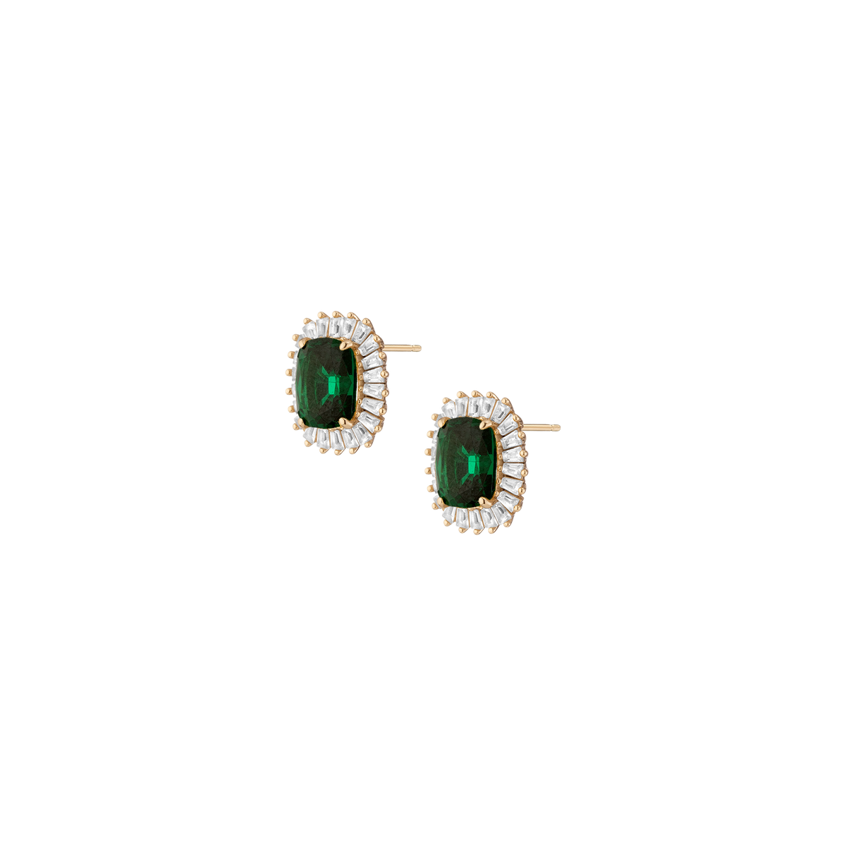 Lab Grown Green Emerald Alexandra Earrings Vermeil Yellow Gold
