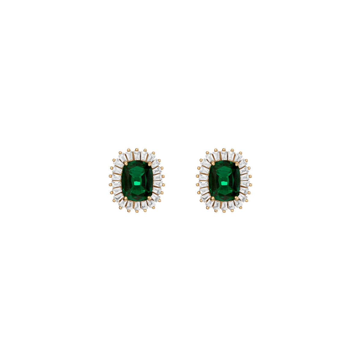 Lab Grown Green Emerald Alexandra Earrings Vermeil Yellow Gold First