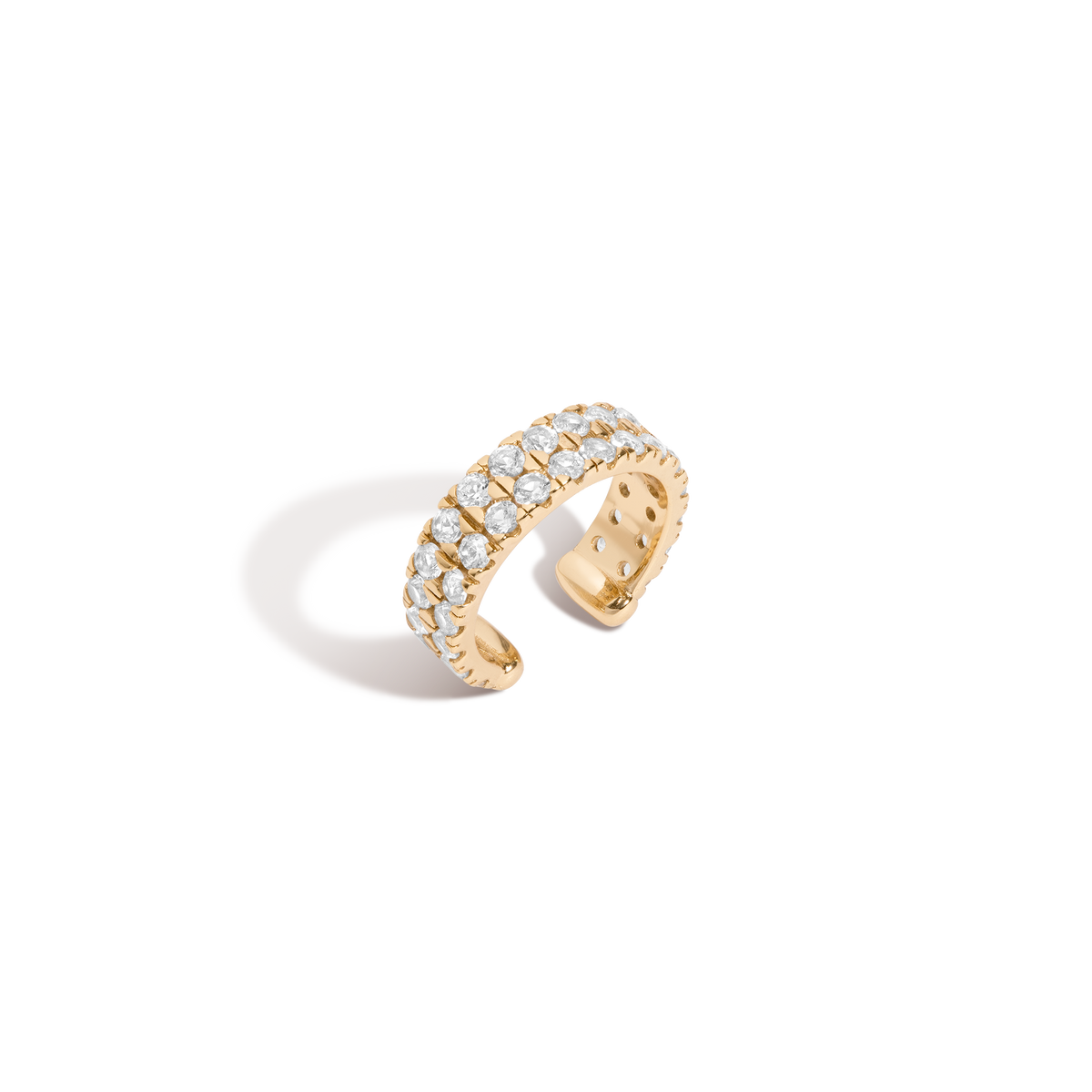 Lab Grown White Sapphire Double Ear Cuff Vermeil Yellow Gold