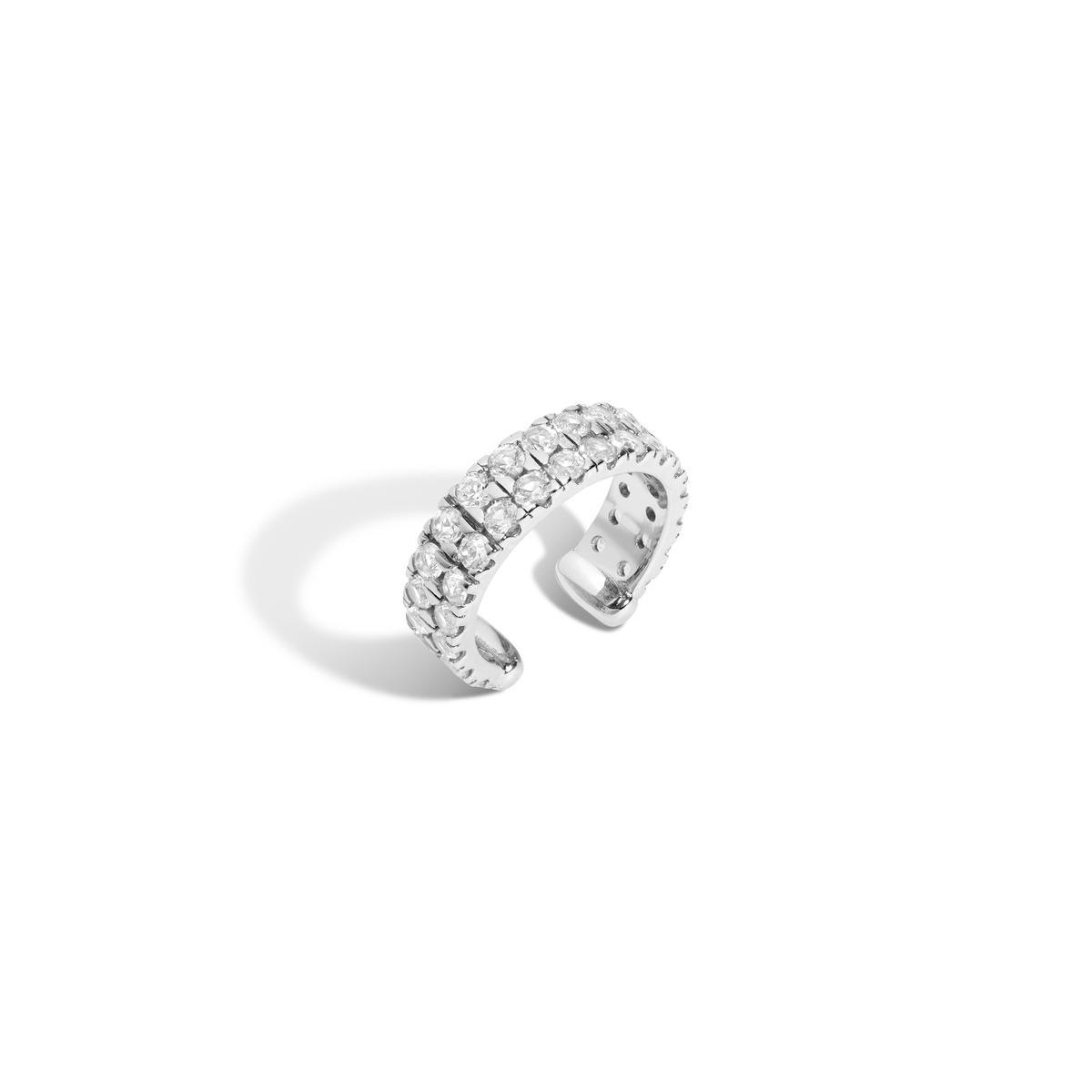 Lab Grown White Sapphire Double Ear Cuff Vermeil White Gold