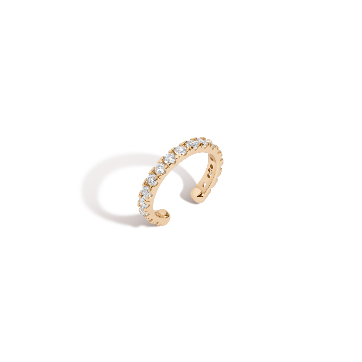 Lab Grown White Sapphire Ear Cuff Vermeil Yellow Gold