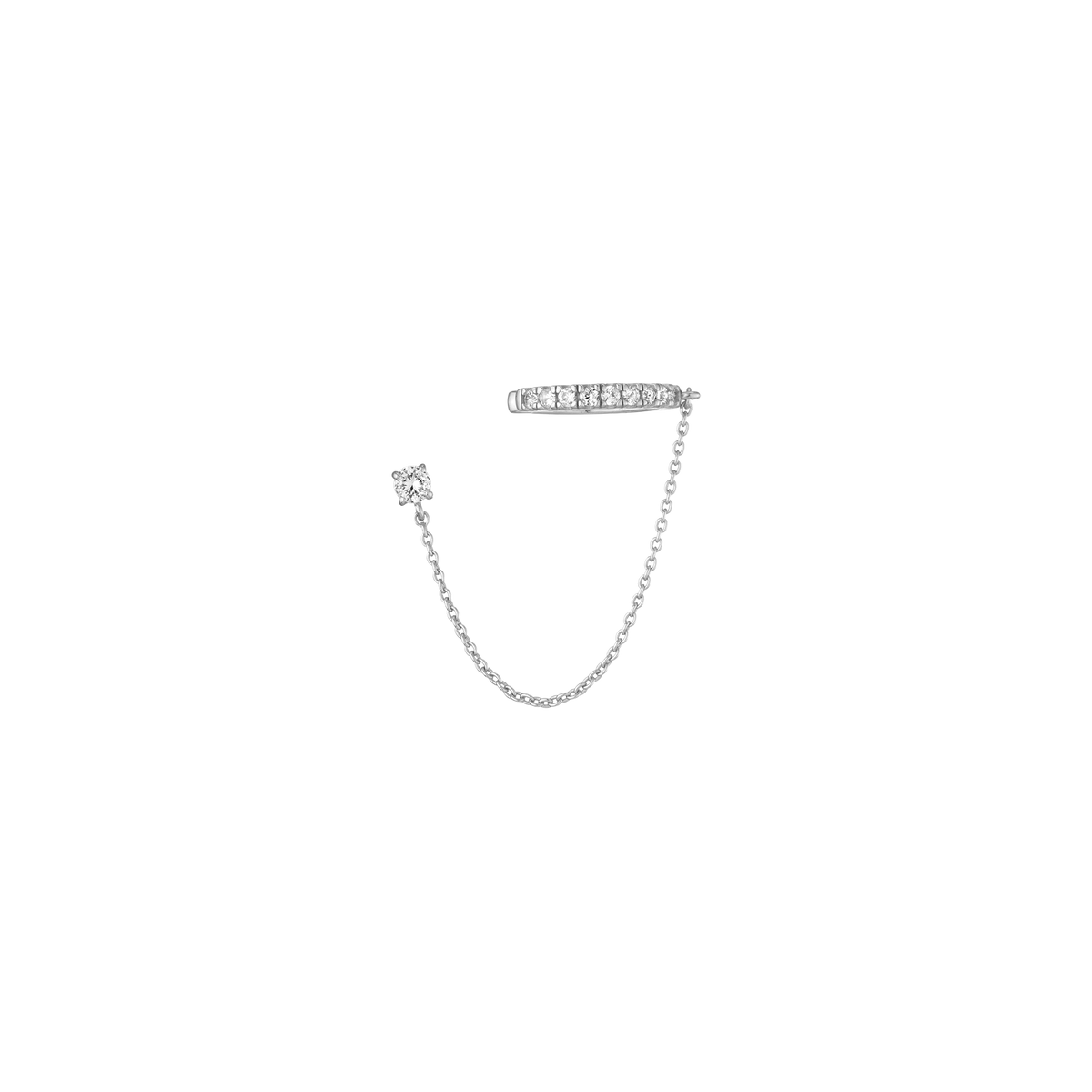 Aurate x Frye: Lab Grown White Sapphire Stud and Ear Cuff Vermeil White Gold First