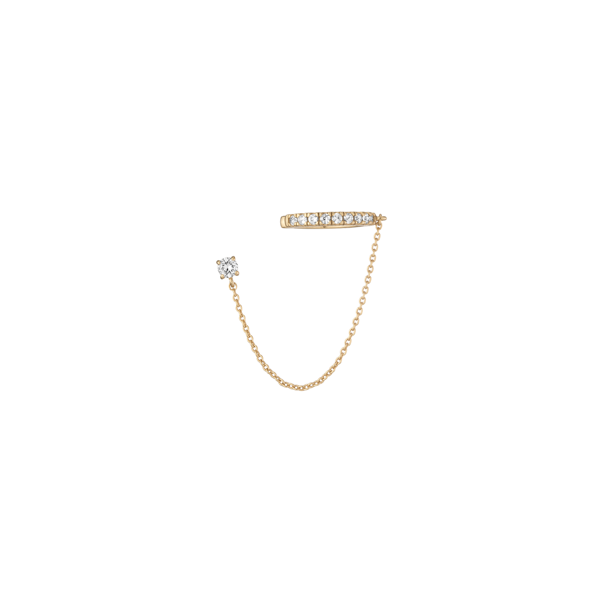 Aurate x Frye: Lab Grown White Sapphire Stud and Ear Cuff Vermeil Yellow Gold First