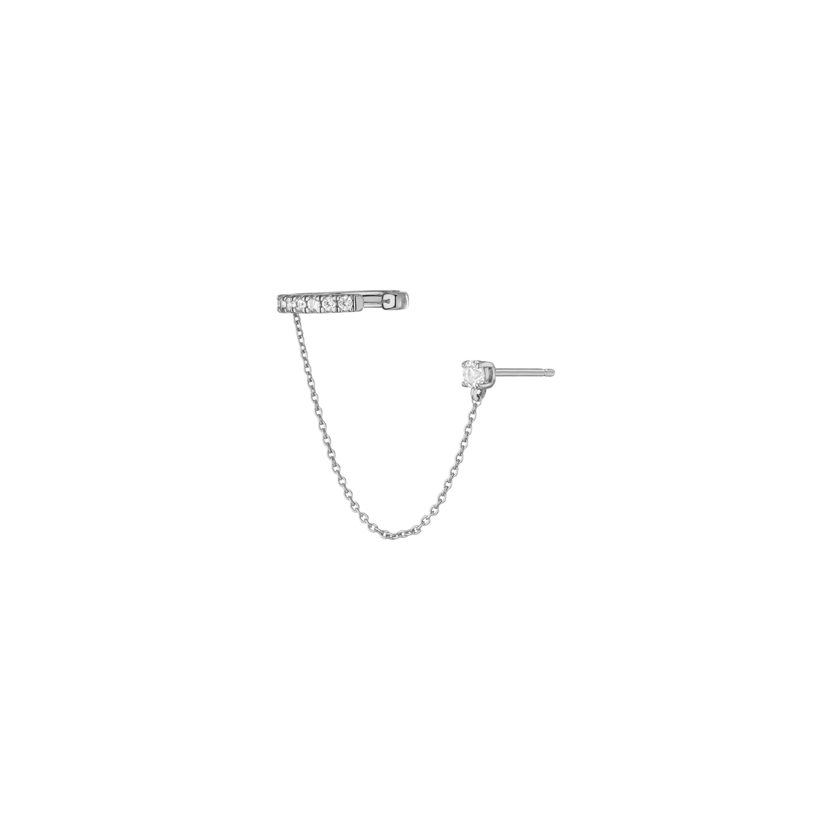 Aurate x Frye: Lab Grown White Sapphire Stud and Ear Cuff Vermeil White Gold 
