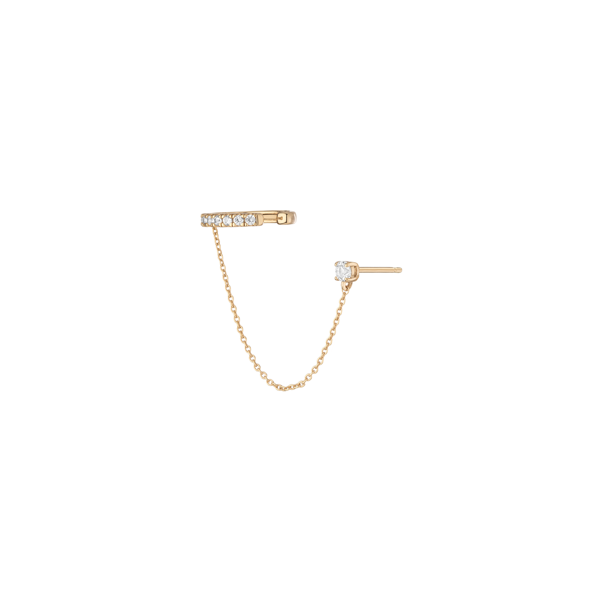 Aurate x Frye: Lab Grown White Sapphire Stud and Ear Cuff Vermeil Yellow Gold