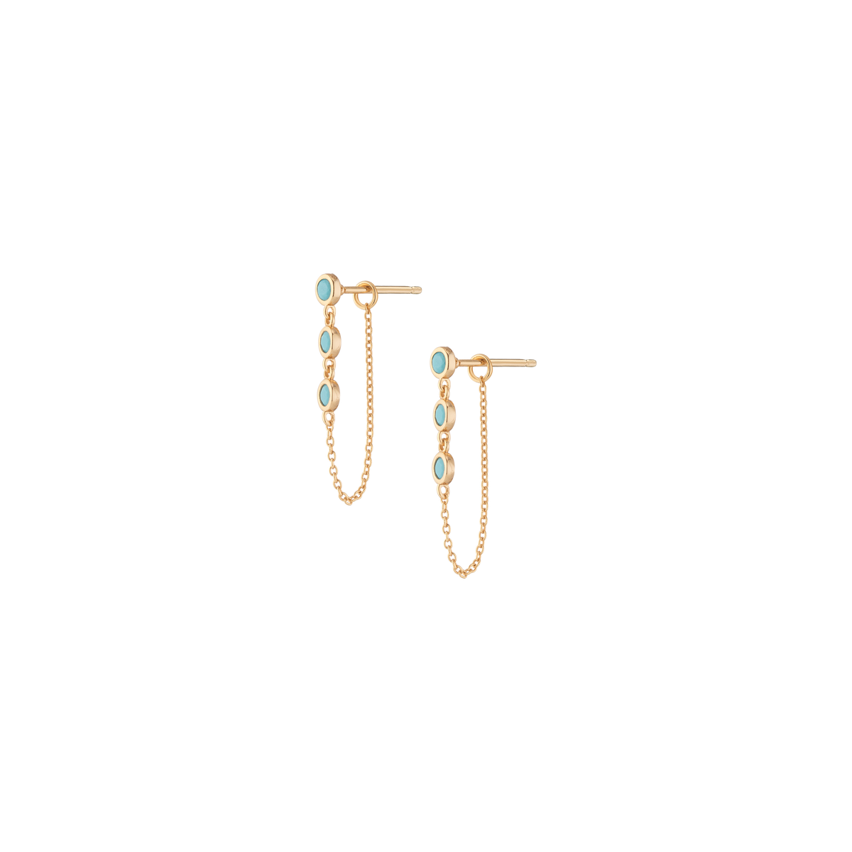 Aurate x Frye: Turquoise Station Earrings Yellow Gold Vermeil Single Pair