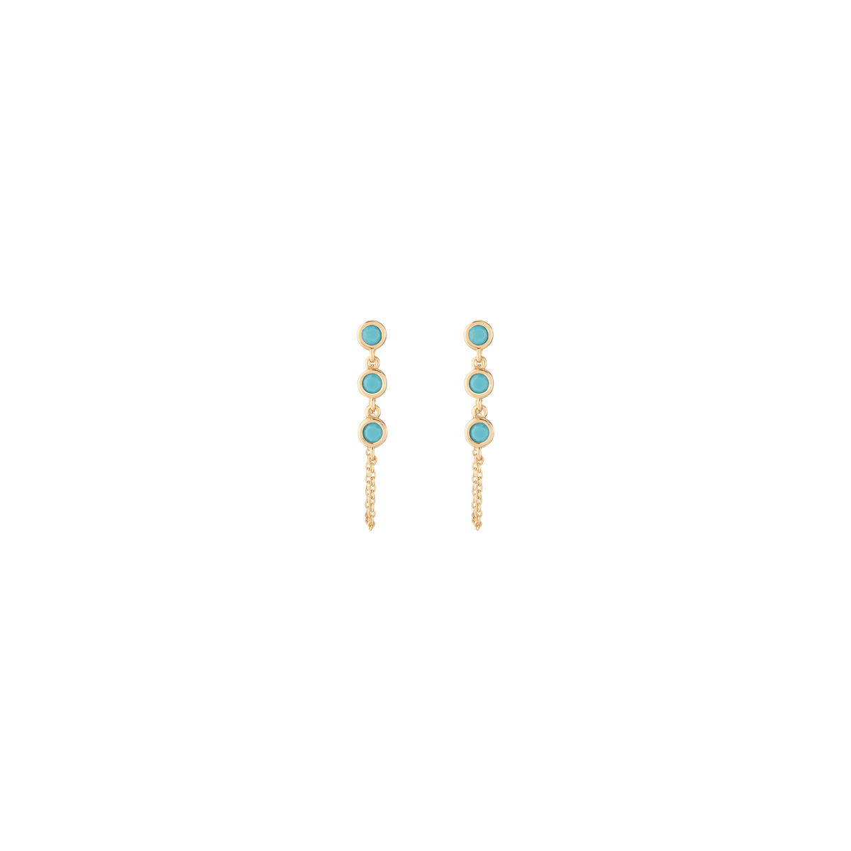 Aurate x Frye: Turquoise Station Earrings Yellow Gold Vermeil Single Pair First