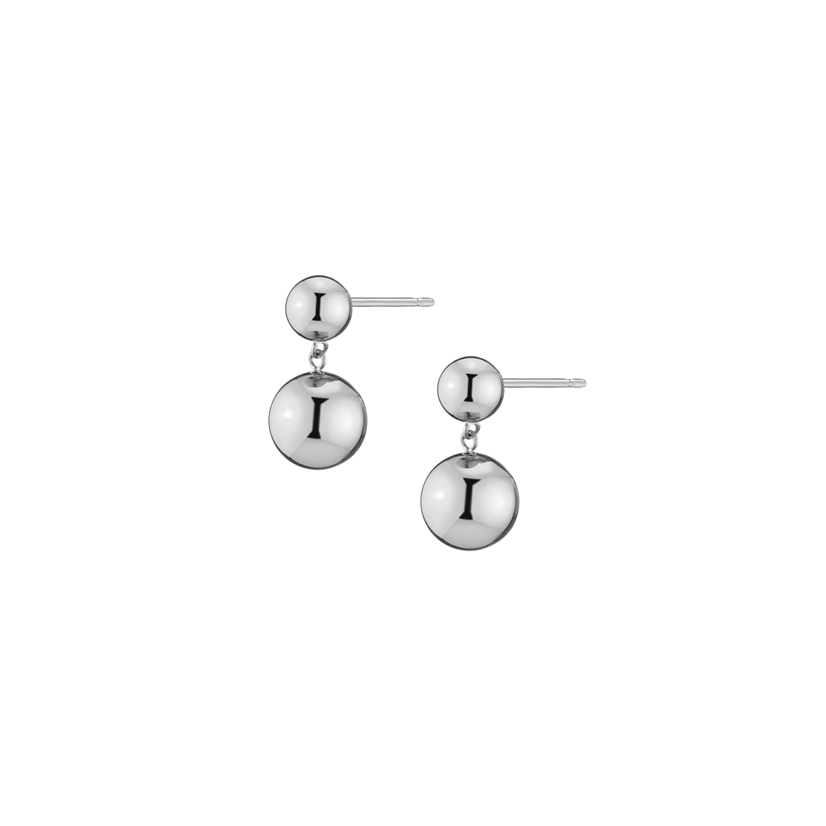 Graduated Ball Drop Earrings Stainless Steel White Gold First