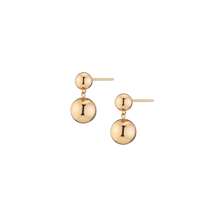 Graduated Ball Drop Earrings Stainless Steel Yellow Gold First