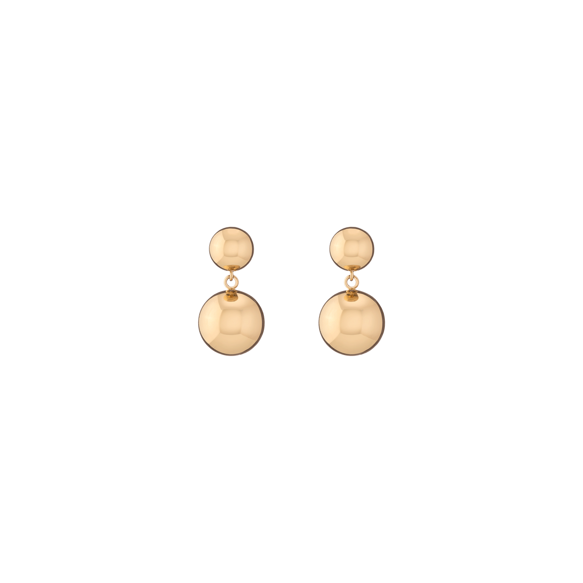 Graduated Ball Drop Earrings Stainless Steel Yellow Gold