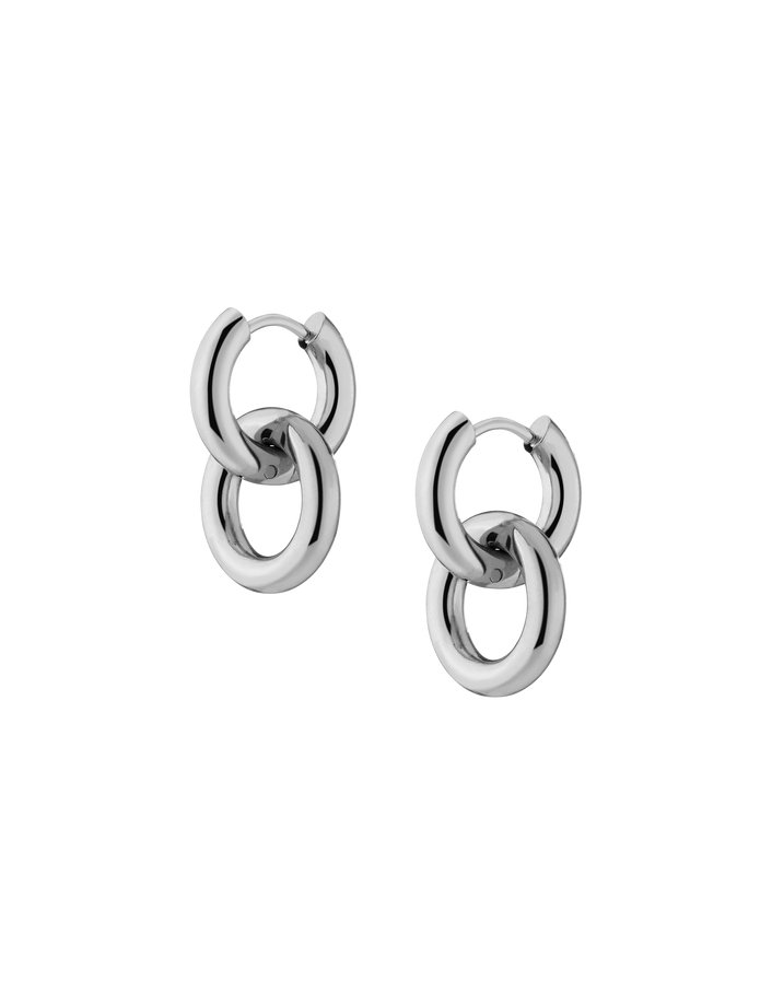 Bold Connection Earrings Stainless Steel White Gold First