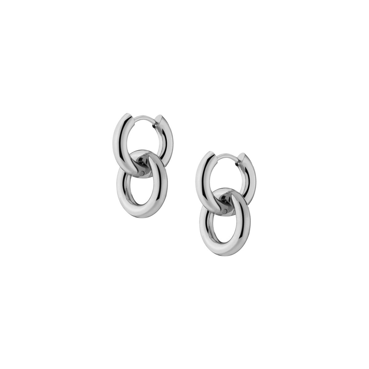 Bold Connection Earrings Stainless Steel White Gold First