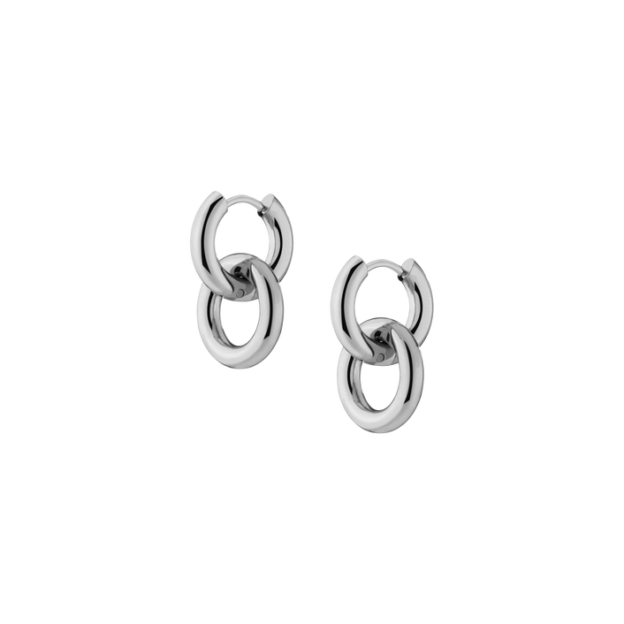 Bold Connection Earrings Stainless Steel White Gold First