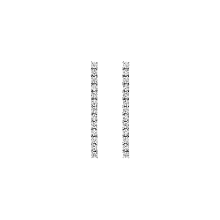 Unbreakable Lab Grown White Sapphire Tennis Earrings Stainless Steel White Gold First