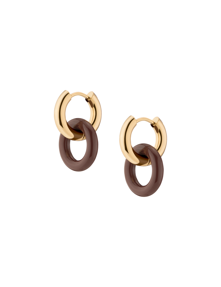 Maroon Bold Connection Earrings Stainless Steel Yellow Gold First