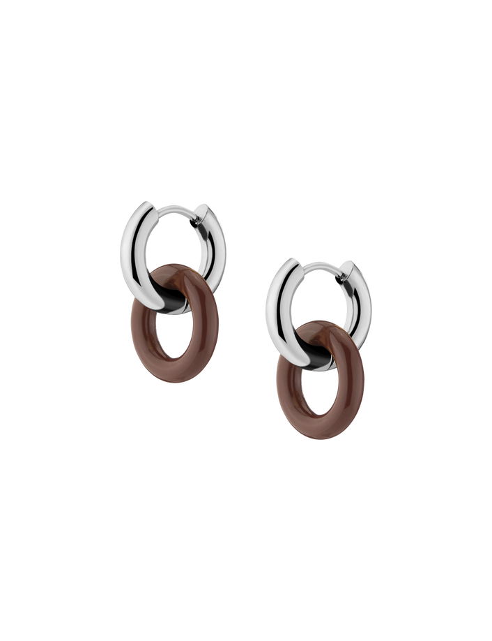 Maroon Bold Connection Earrings Stainless Steel White Gold First