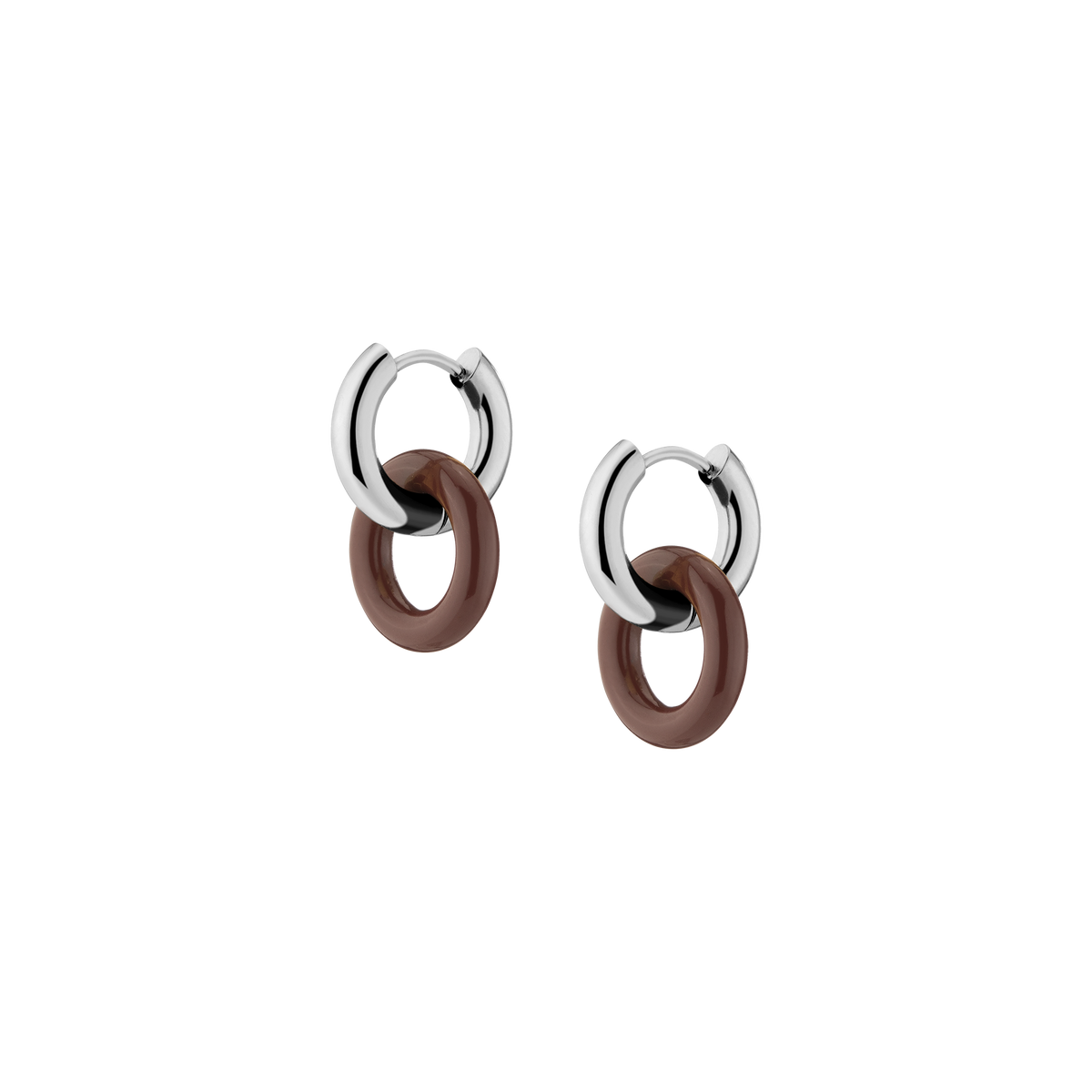 Maroon Bold Connection Earrings Stainless Steel White Gold First