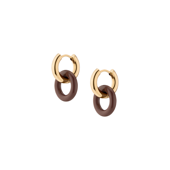 Maroon Bold Connection Earrings Stainless Steel Yellow Gold First