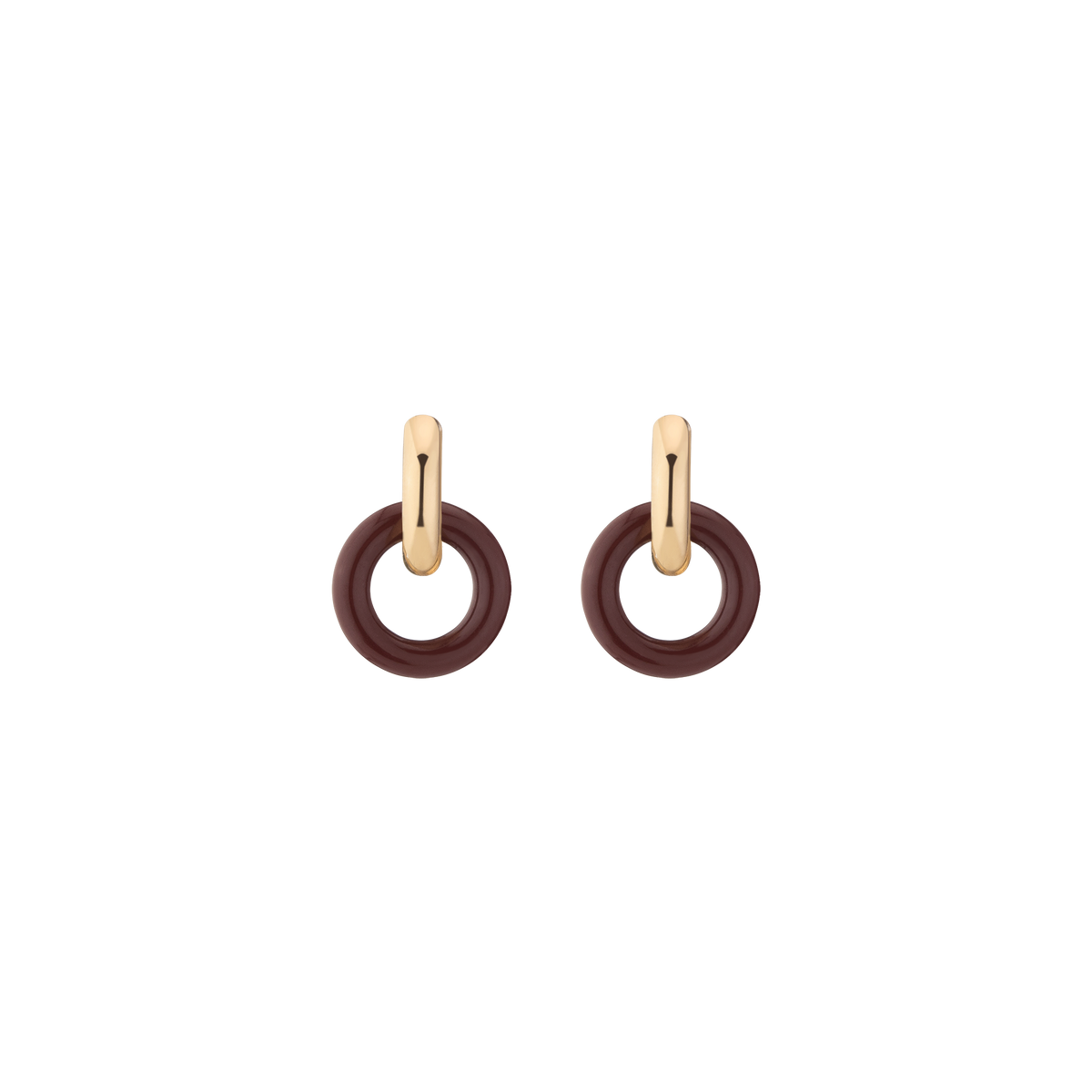 Maroon Bold Connection Earrings Stainless Steel Yellow Gold