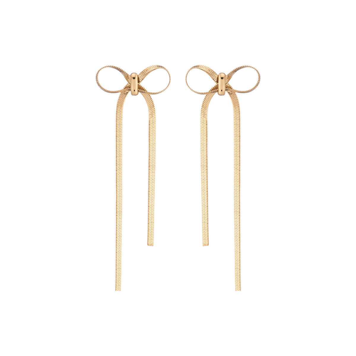 Mini Herringbone Bow Earrings Stainless Steel Yellow Gold First