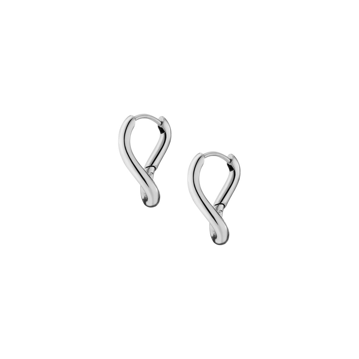 Curve Hoop Earrings Stainless Steel White Gold 