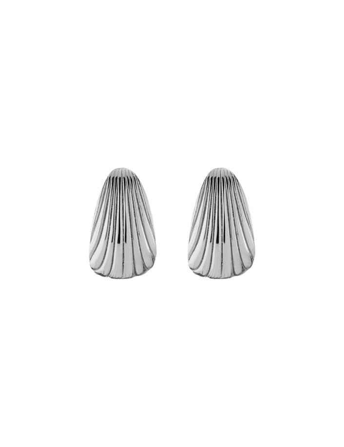 Shell Hinged Hoop Earrings Stainless Steel White Gold First