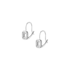 Emerald Lab Grown White Sapphire Bezel Drop Earrings