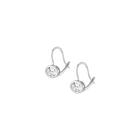 Oval Lab Grown White Sapphire Bezel Drop Earrings
