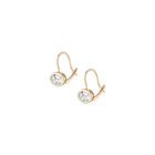 Oval Lab Grown White Sapphire Bezel Drop Earrings