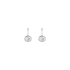 Oval Lab Grown White Sapphire Bezel Drop Earrings