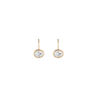 Oval Lab Grown White Sapphire Bezel Drop Earrings