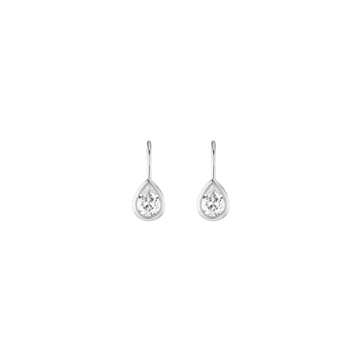 Pear Lab Grown White Sapphire Bezel Drop Earrings Vermeil White Gold First