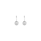 Round Lab Grown White Sapphire Bezel Drop Earrings