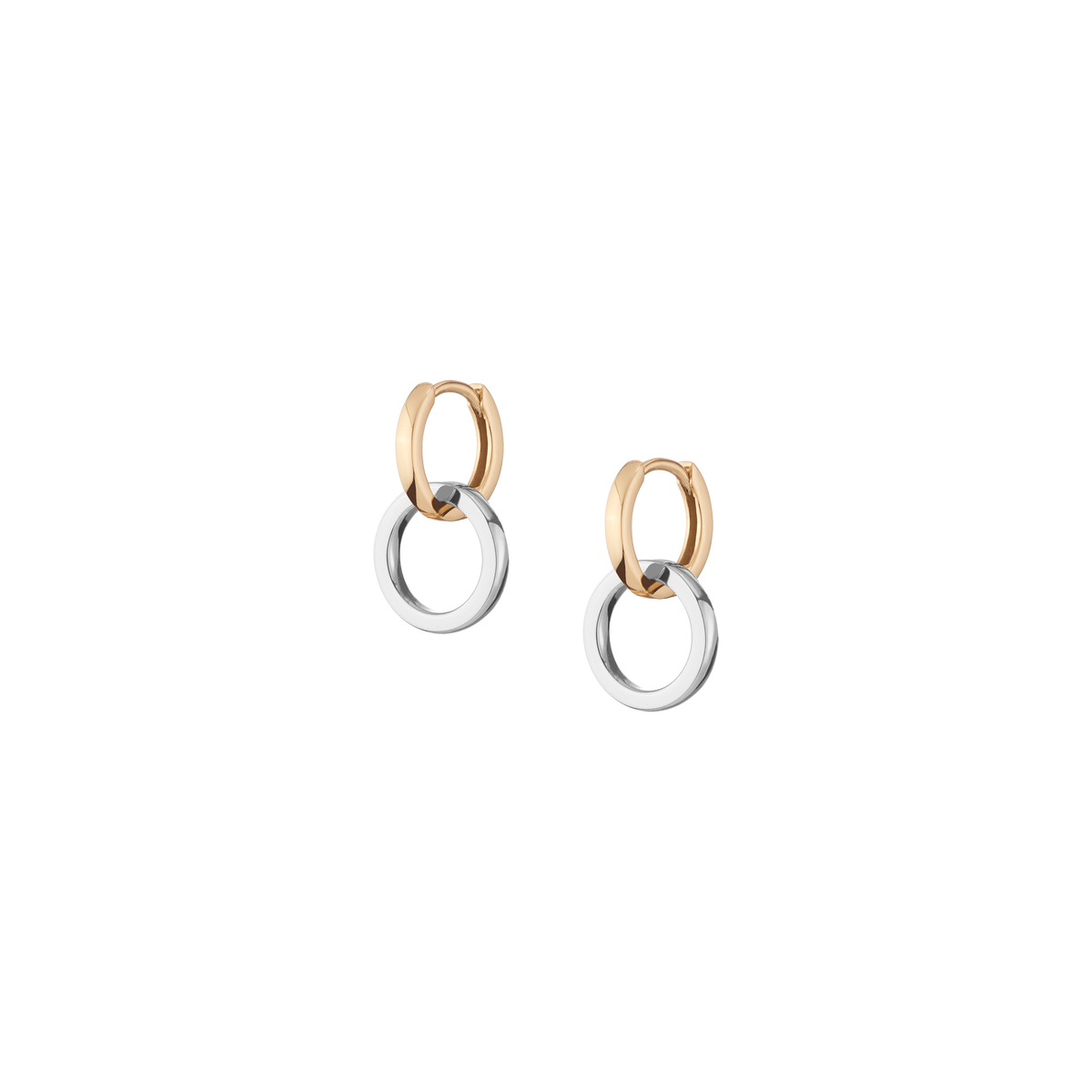 Connection Interlock Earrings Vermeil Yellow Small Top White Small Bottom