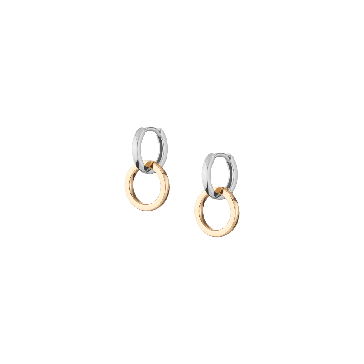 Connection Interlock Earrings Vermeil White Small Top Yellow Small Bottom