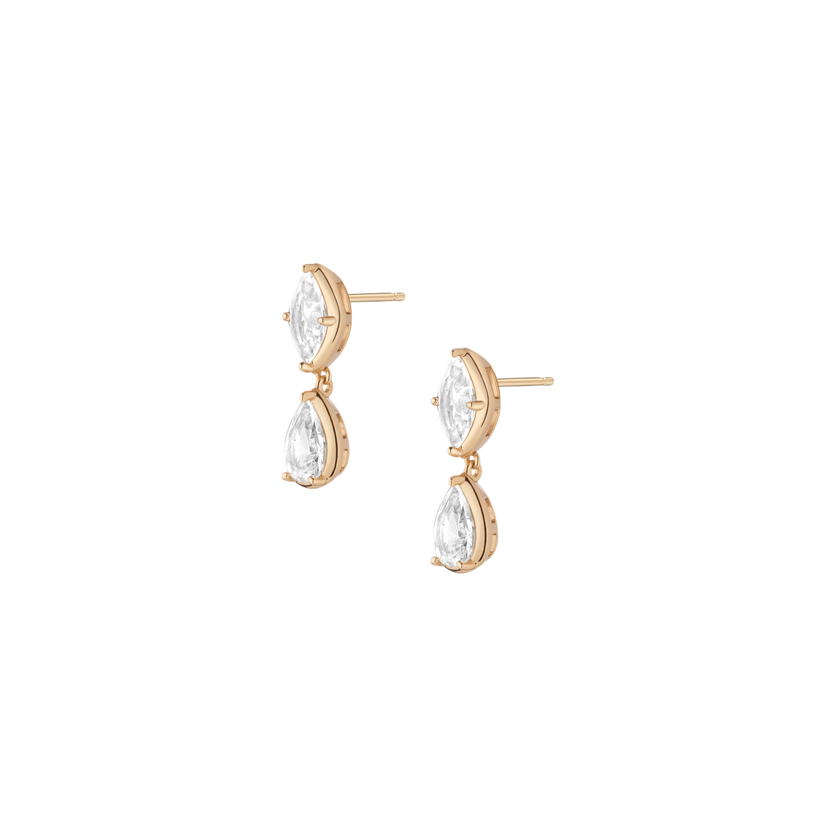 Georgian Toi et Moi Drop Earrings Vermeil Yellow Gold