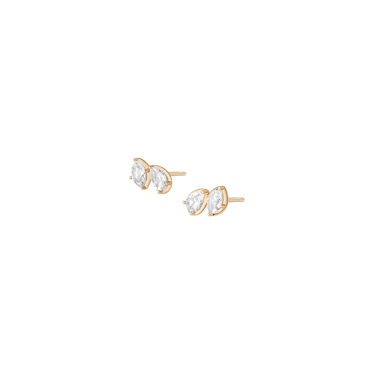 Georgian Toi et Moi Stud Earrings Vermeil Yellow Gold Single Pair