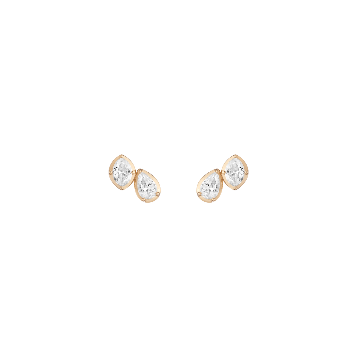 Georgian Toi et Moi Stud Earrings Vermeil Yellow Gold Single Pair First