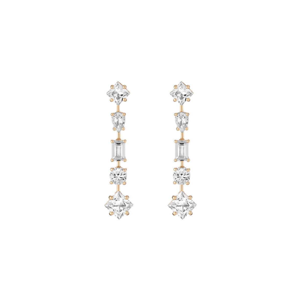 Lab Grown White Sapphire Mosaic Tennis Earrings Vermeil Yellow Gold First