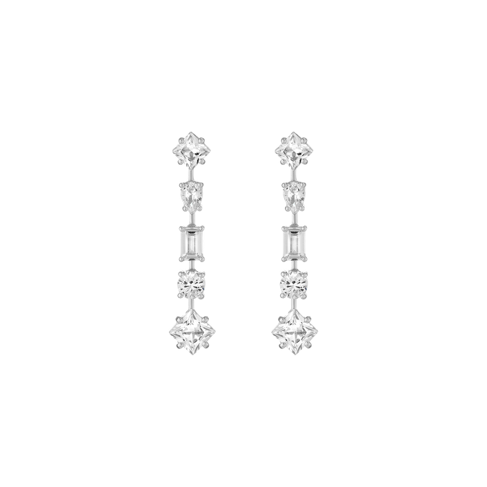 Lab Grown White Sapphire Mosaic Tennis Earrings