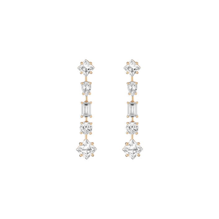 Lab Grown White Sapphire Mosaic Tennis Earrings Vermeil Yellow Gold First