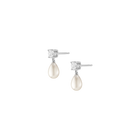 Lab Grown White Sapphire Pearl Drop Earrings